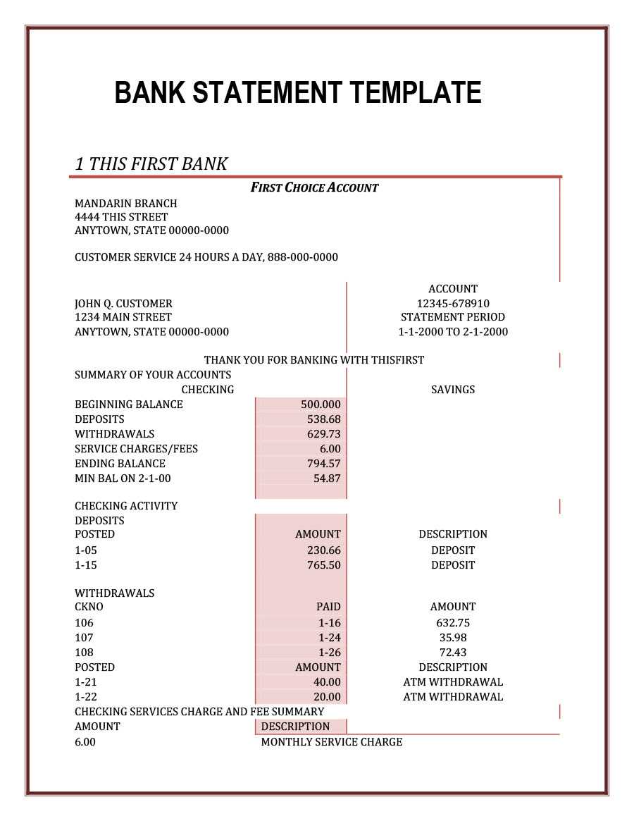 23 Editable Bank Statement Templates [Free] ᐅ Template Lab Pertaining To Credit Card Statement Template Excel