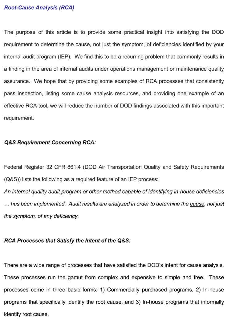 24+ Root Cause Analysis Templates (Word, Excel, Powerpoint Intended For Failure Analysis Report Template