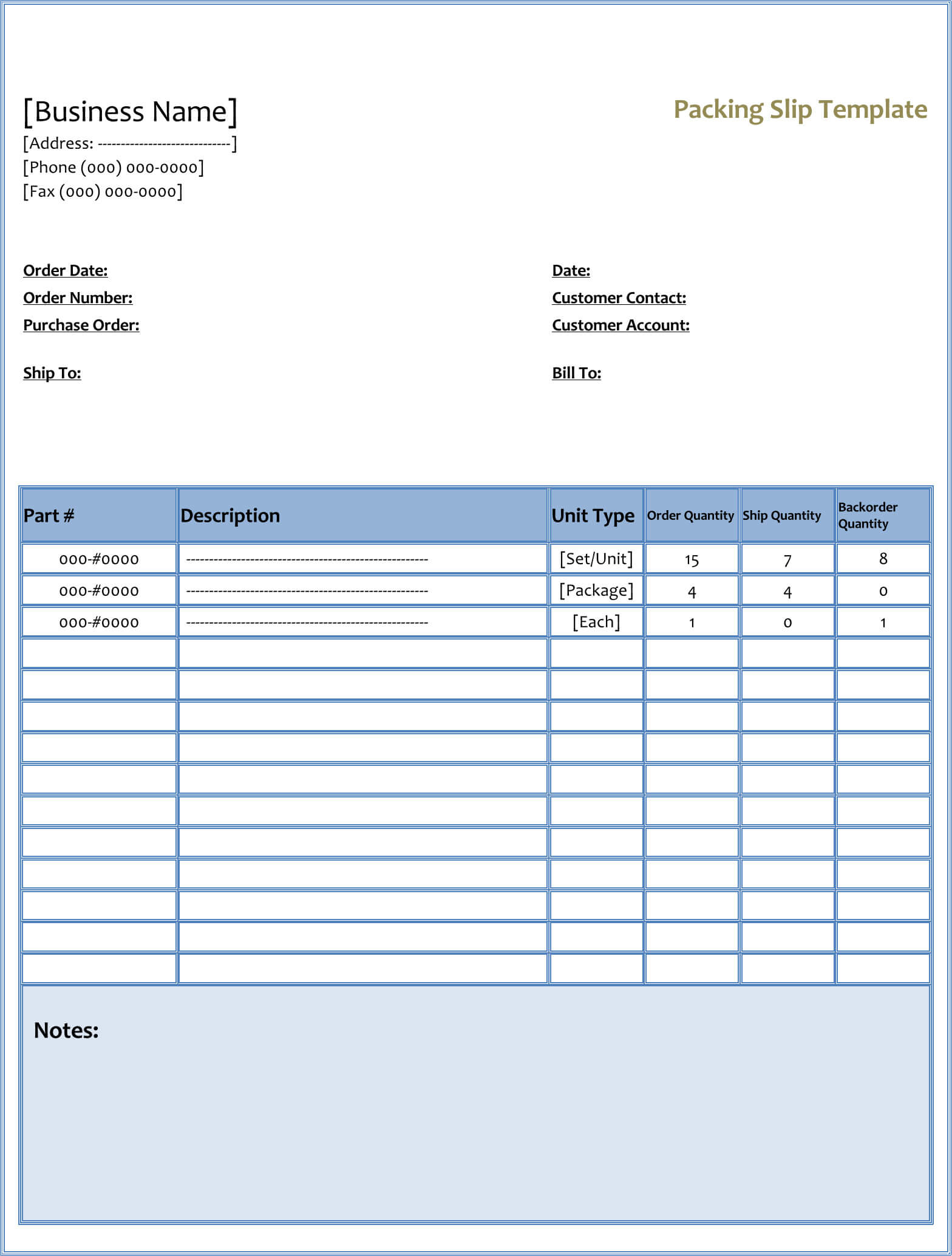 25+ Free Shipping & Packing Slip Templates (For Word & Excel) Pertaining To Blank Packing List Template