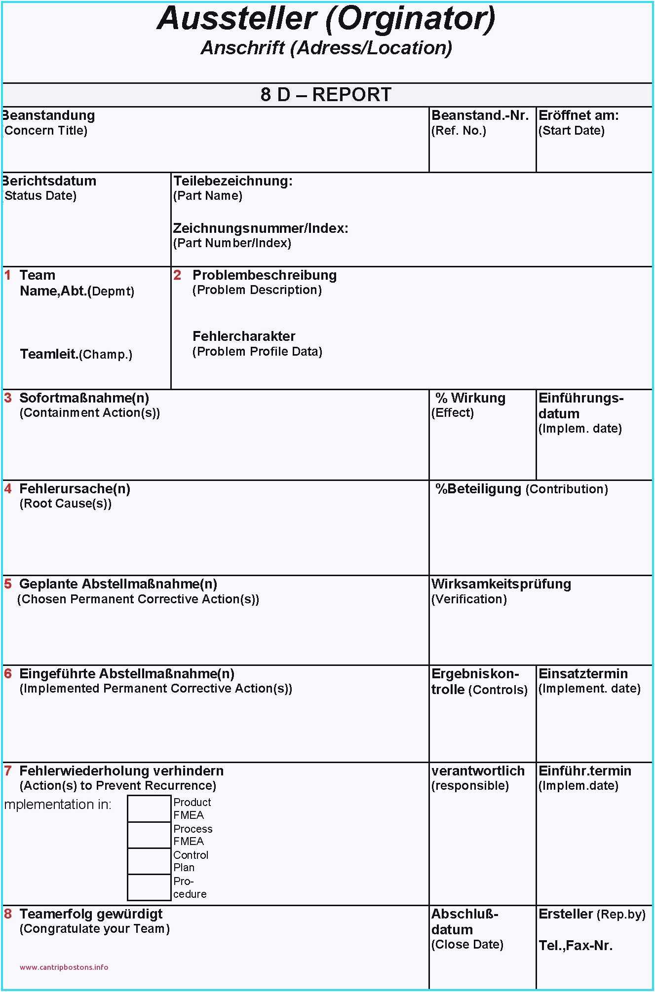 25. Genial 8D Report Vorlage Kreatives Muster, 8D Report For 8D Report Template Xls