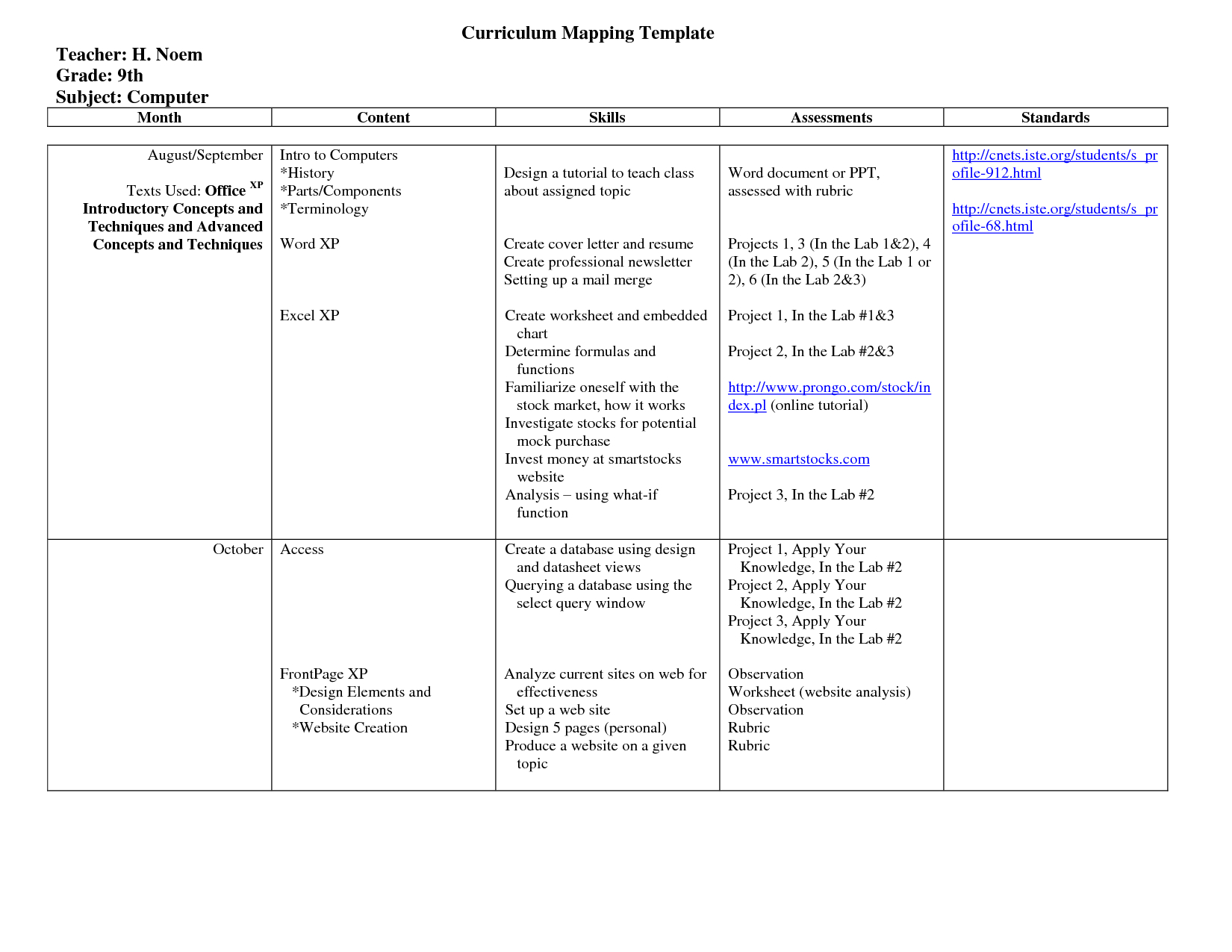 25 Images Of Curriculum Mapping Template For Training Inside Blank Curriculum Map Template