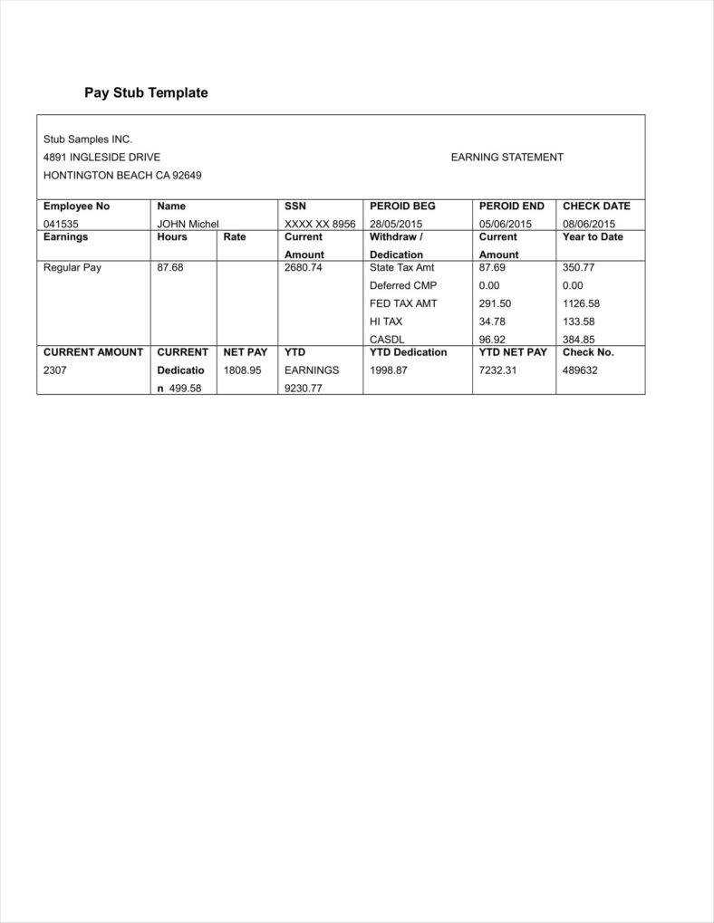 27+ Free Pay Stub Templates – Pdf, Doc, Xls Format Download Intended For Free Pay Stub Template Word