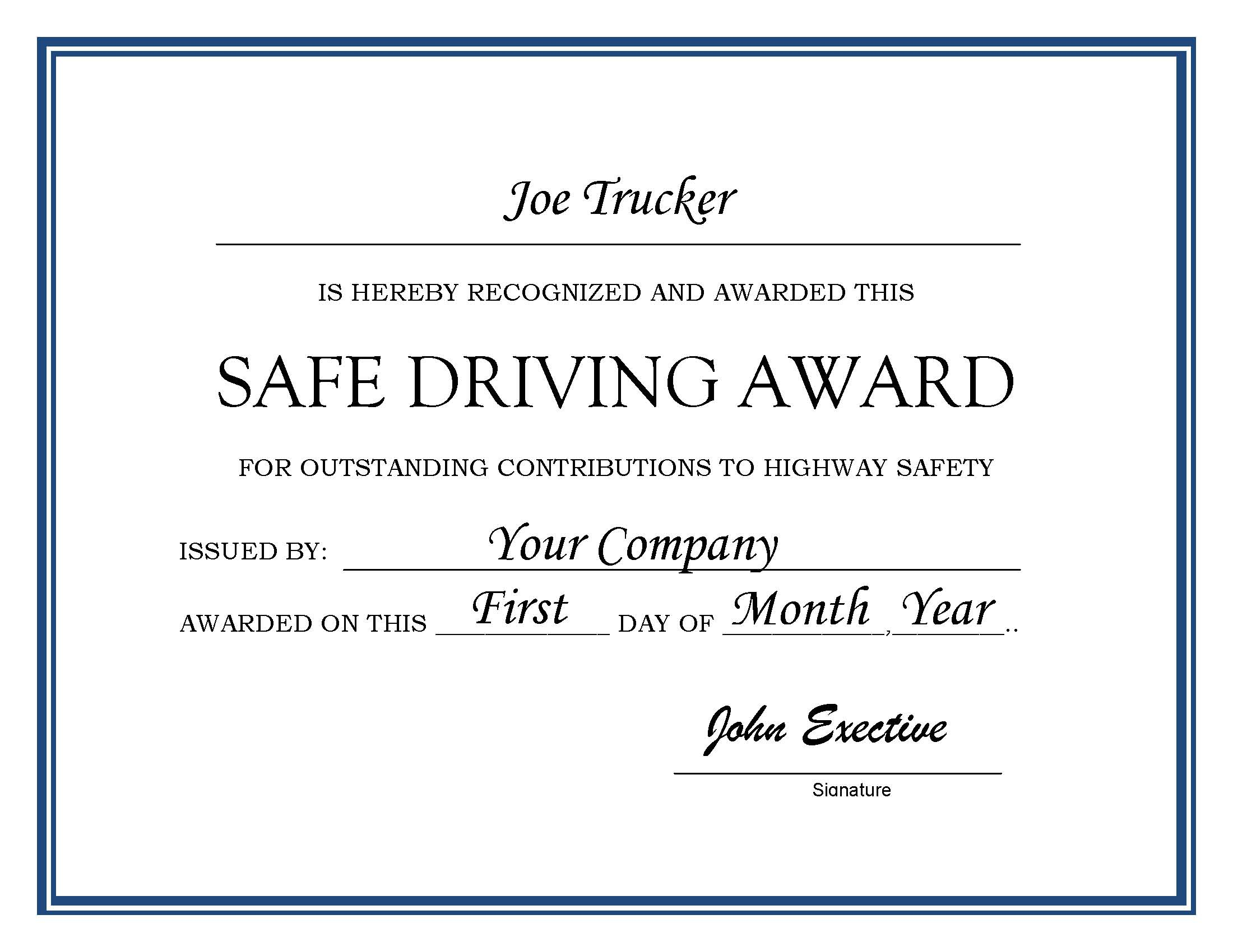 27 Images Of Driver Of The Month Certificate Template For Safe Driving Certificate Template
