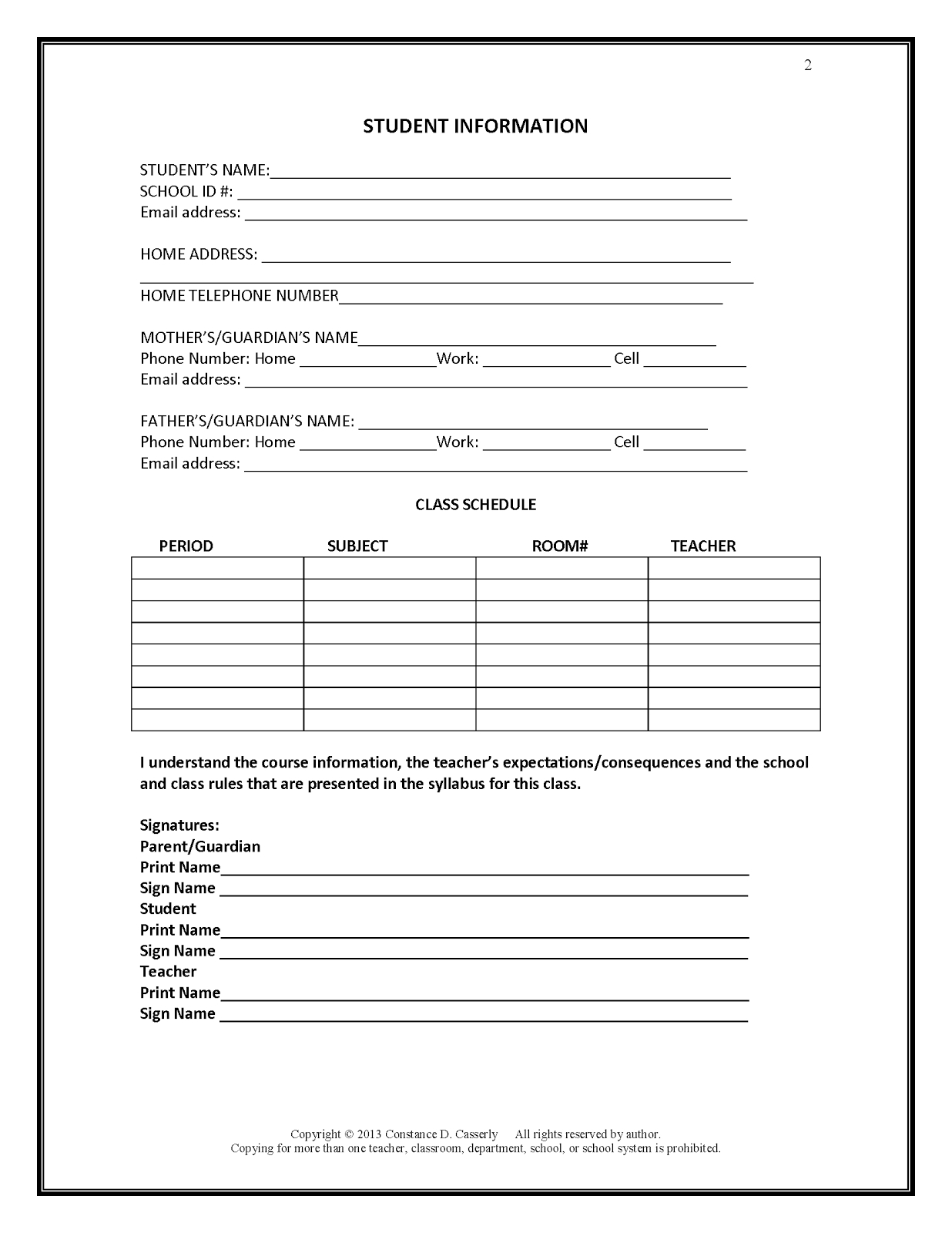 27 Images Of Student Information Form Template | Bfegy With With Regard To Student Information Card Template