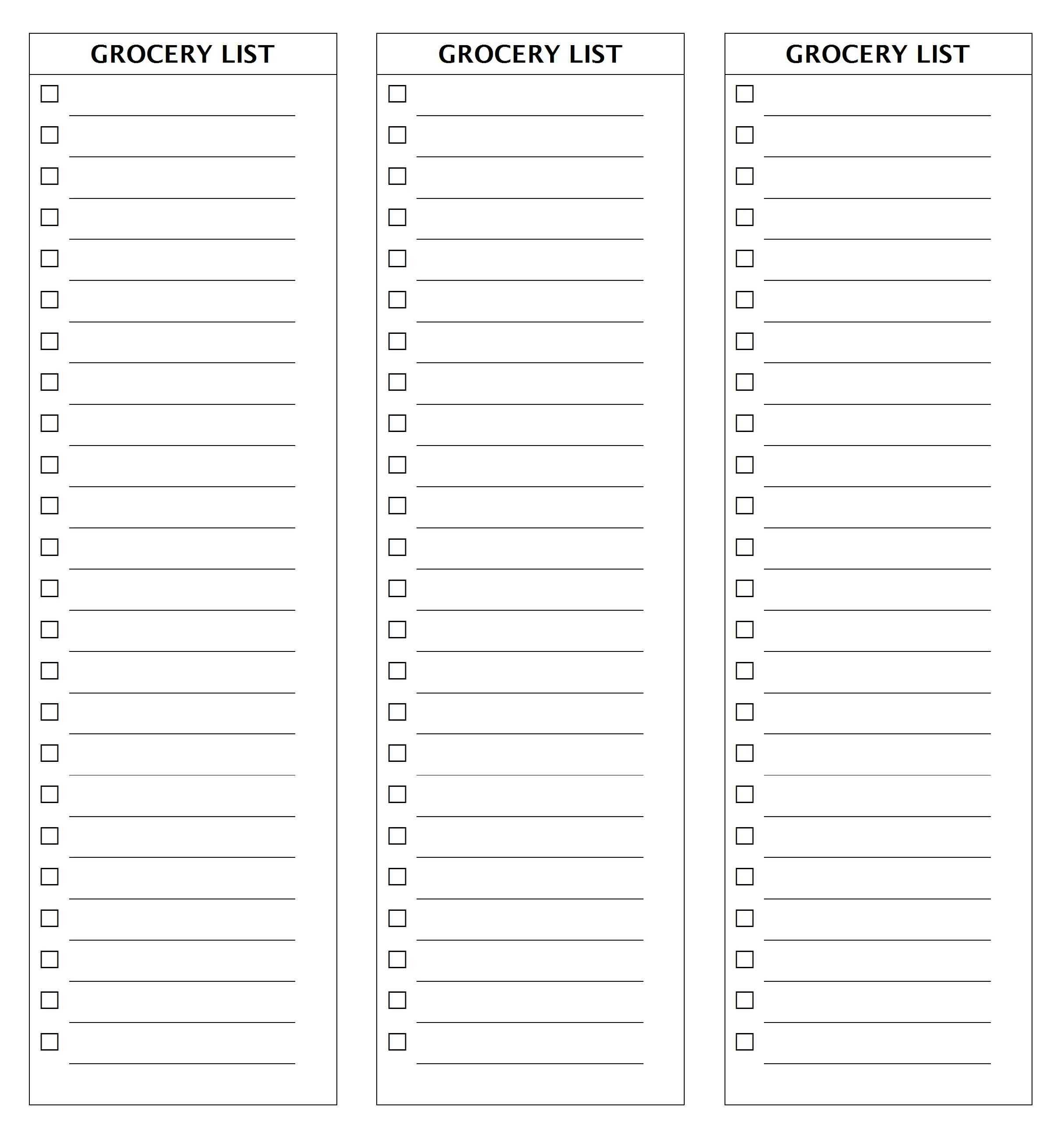 28 Free Printable Grocery List Templates | Kittybabylove Throughout Blank Grocery Shopping List Template