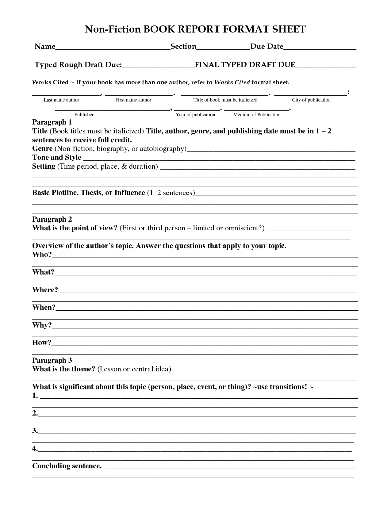 28 Images Of 5Th Grade Non Fiction Book Report Template Intended For Nonfiction Book Report Template