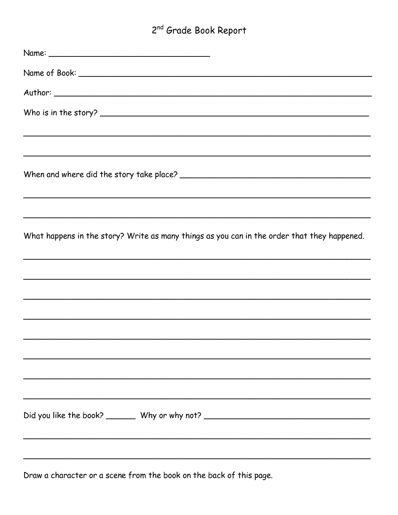 2Nd Grade Book Report Pdf | Grade Book Template, Book Report Regarding Story Report Template