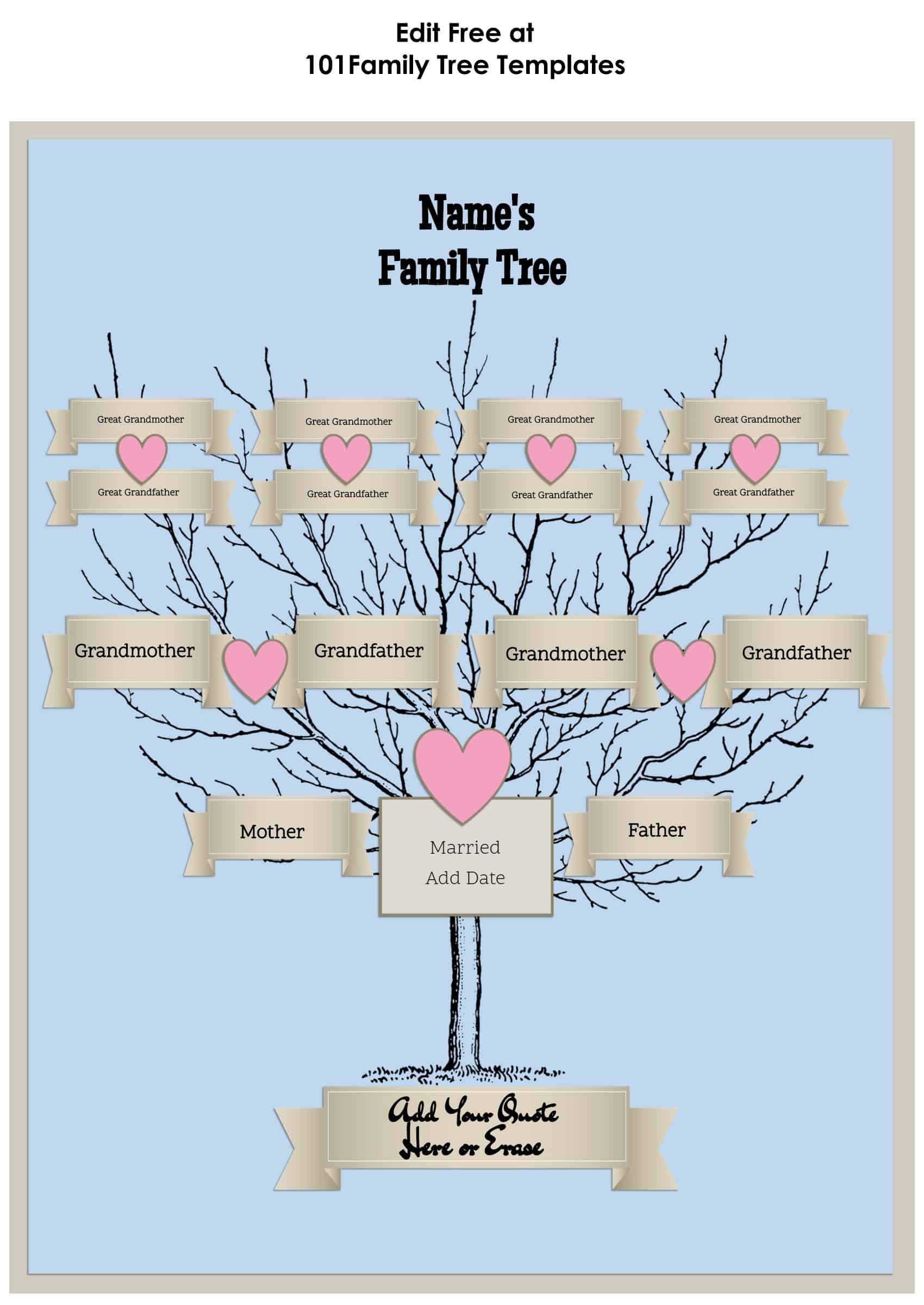 3 Generation Family Tree Generator | All Templates Are Free Intended For Blank Family Tree Template 3 Generations