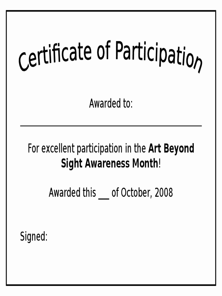 30 Certificate Of Participation Pdf | Pryncepality In Certificate Of Participation Template Pdf