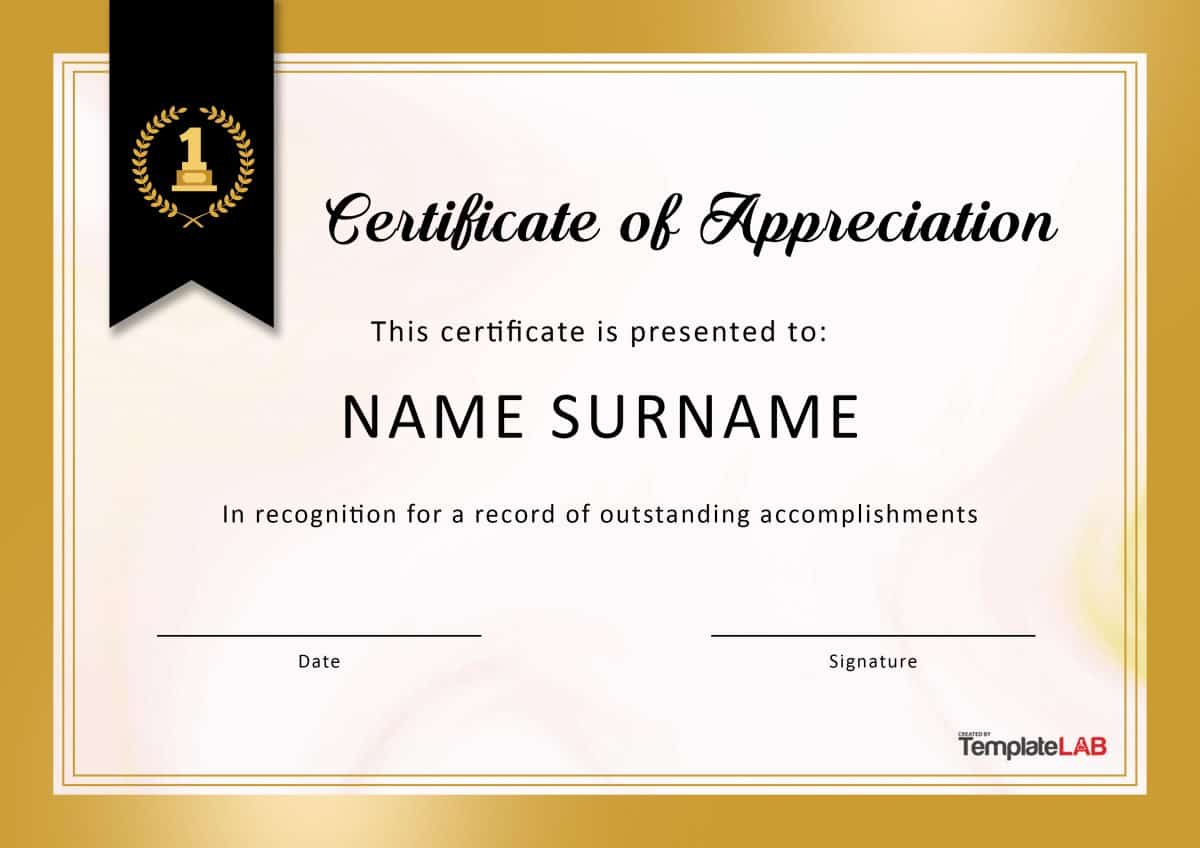 30 Free Certificate Of Appreciation Templates And Letters For Printable Certificate Of Recognition Templates Free