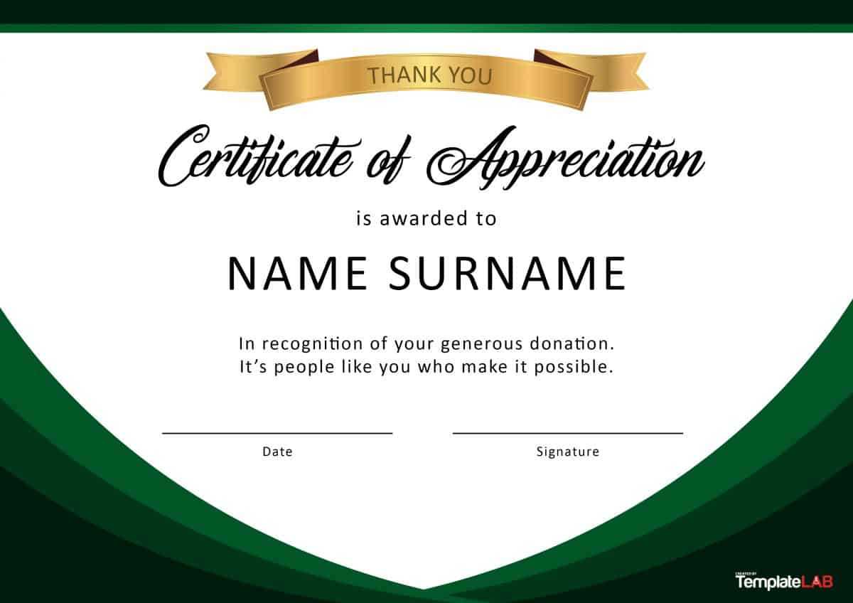 30 Free Certificate Of Appreciation Templates And Letters Inside Thanks Certificate Template