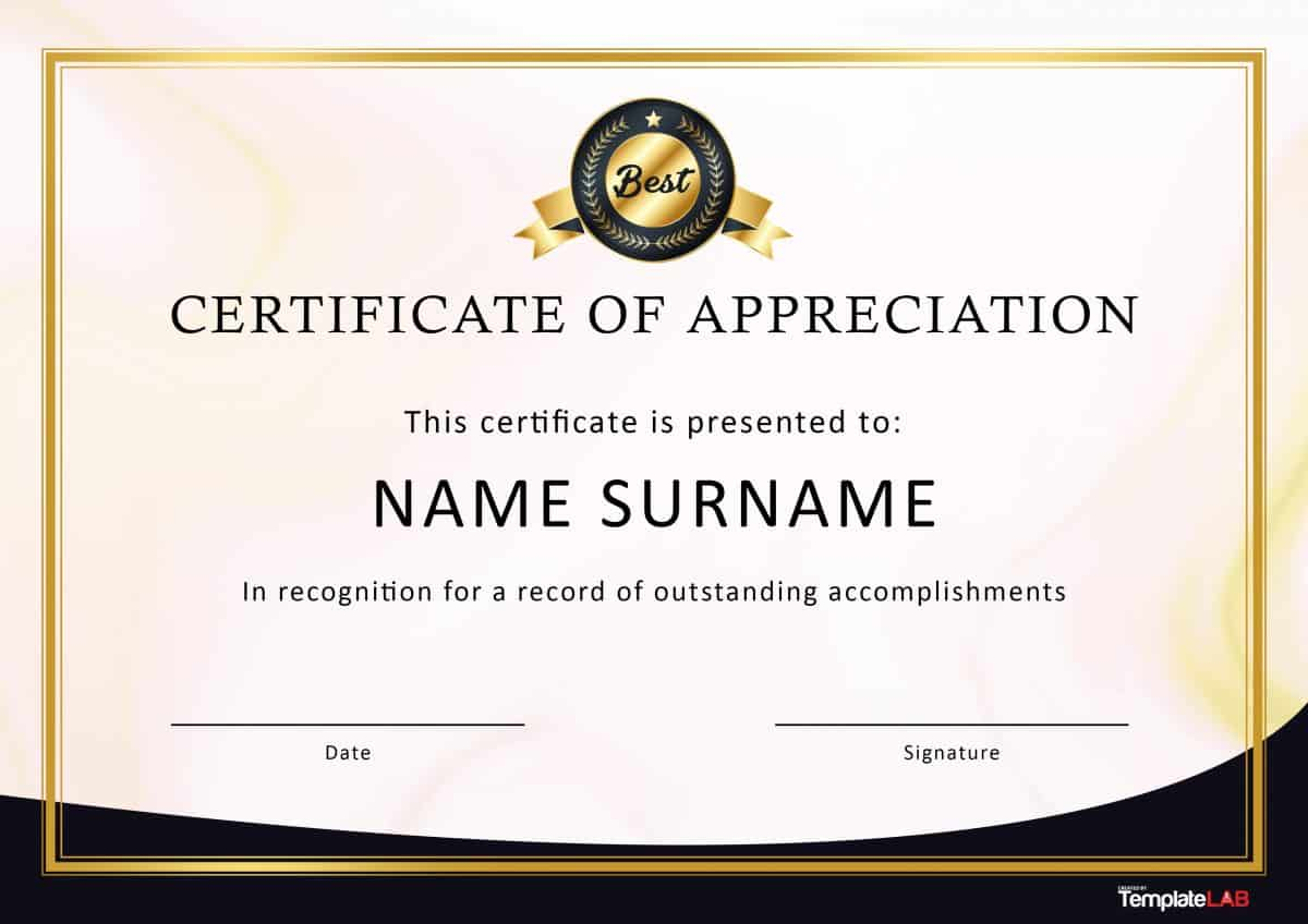 30 Free Certificate Of Appreciation Templates And Letters Intended For Certificate Of Excellence Template Free Download