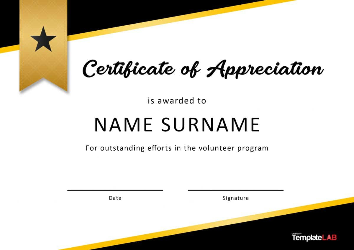 30 Free Certificate Of Appreciation Templates And Letters Regarding Volunteer Of The Year Certificate Template