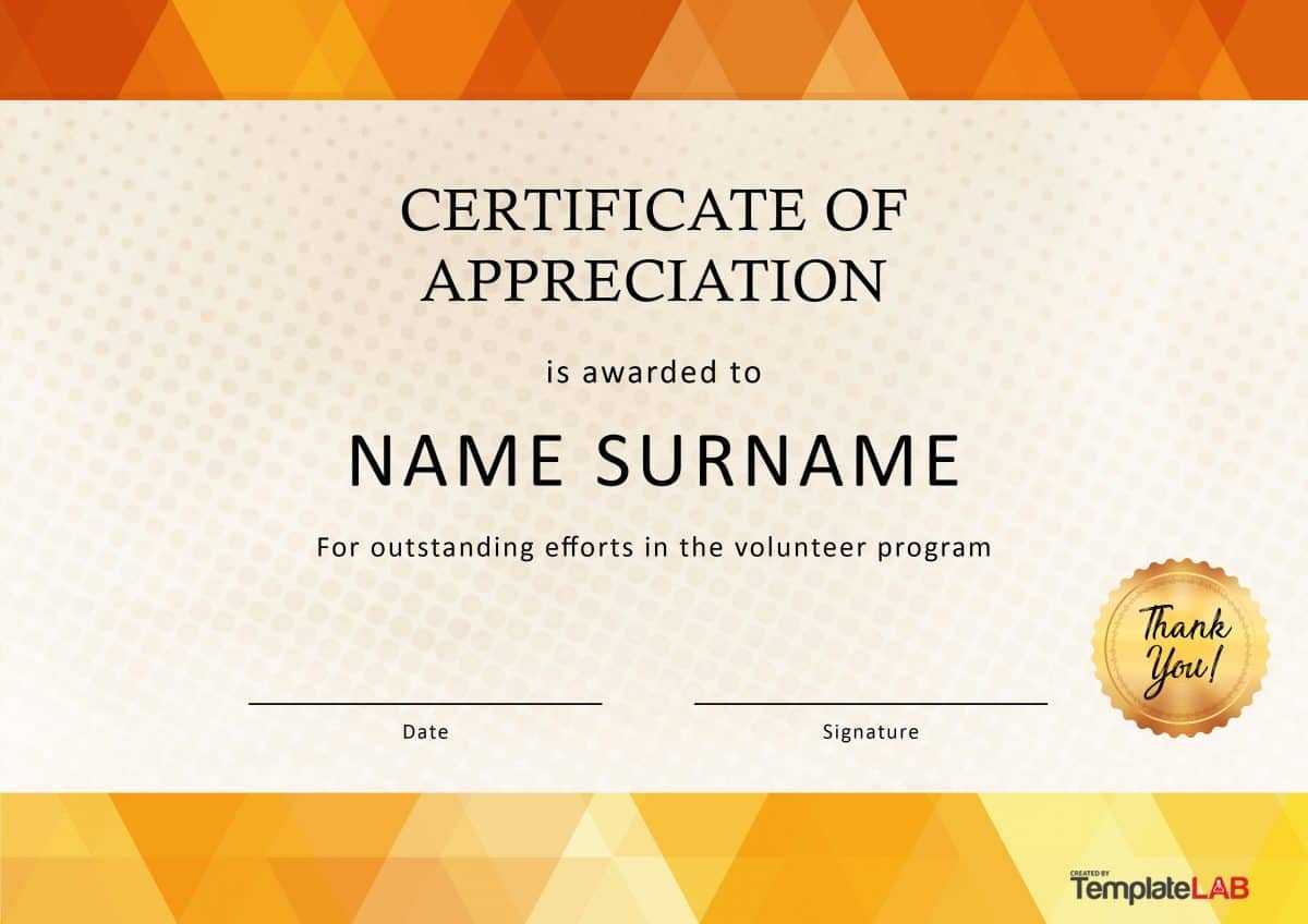 30 Free Certificate Of Appreciation Templates And Letters With Volunteer Certificate Templates