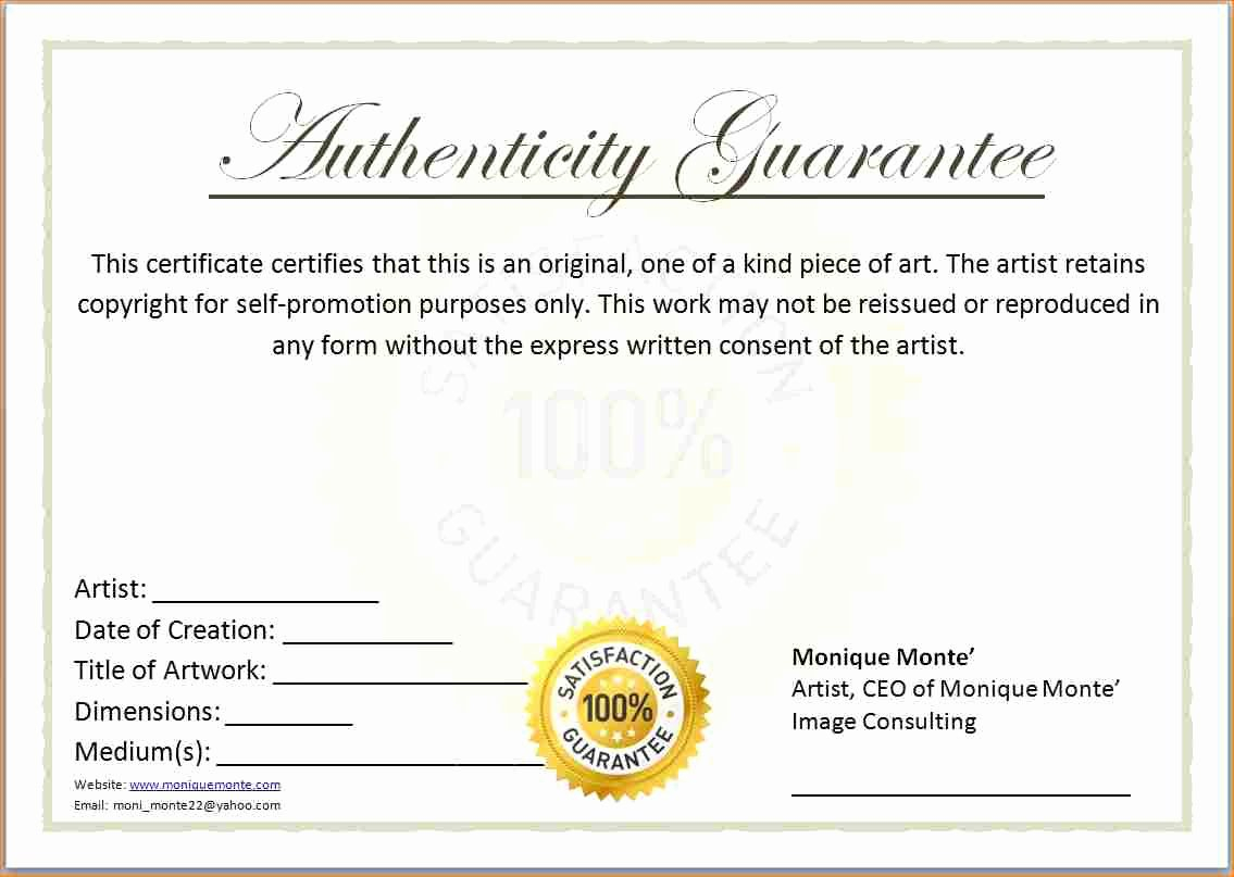 30 Free Certificate Of Authenticity Template | Pryncepality With Regard To Certificate Of Authenticity Template