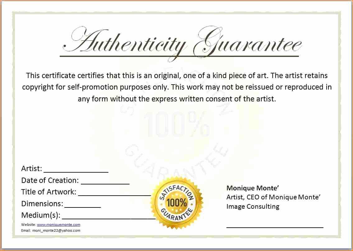 30 Free Certificate Of Authenticity Template | Pryncepality With Regard To Certificate Of Authenticity Template