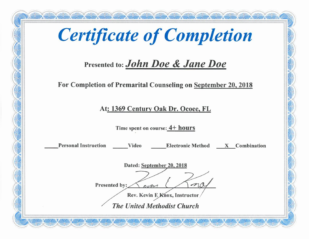 30 Premarital Counseling Certificate Of Completion Template With Regard To Premarital Counseling Certificate Of Completion Template