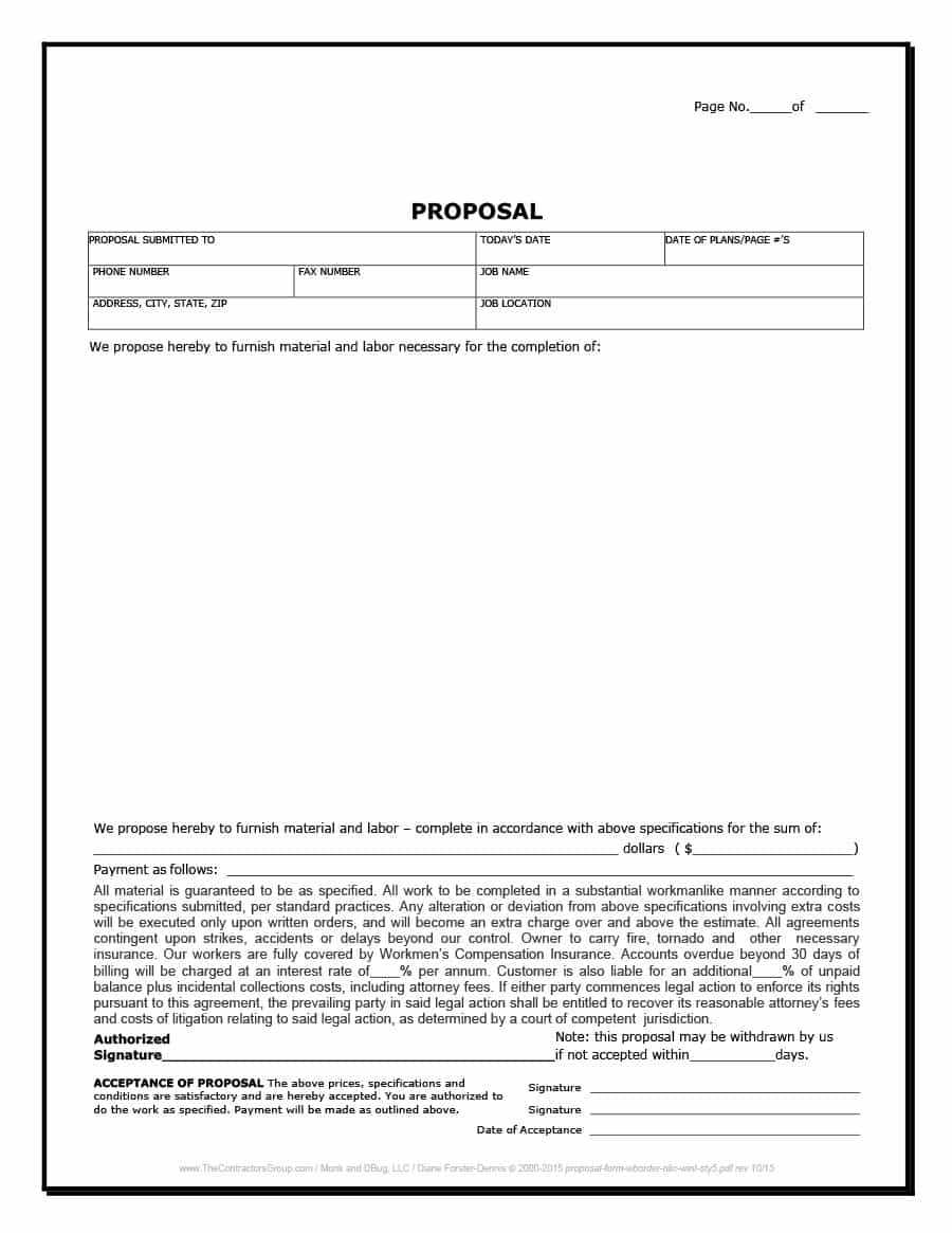 31 Construction Proposal Template & Construction Bid Forms For Free Construction Proposal Template Word