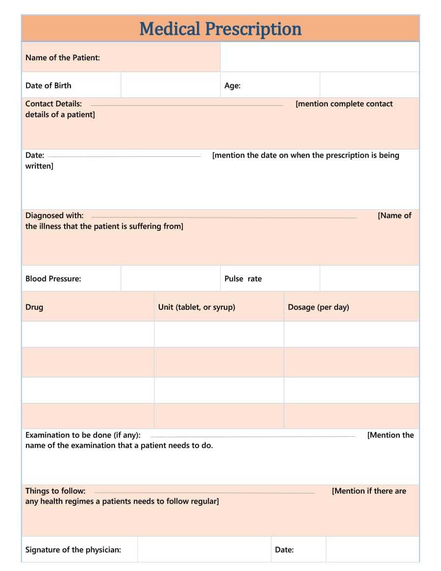 32 Real & Fake Prescription Templates – Printable Templates Throughout Blank Prescription Form Template