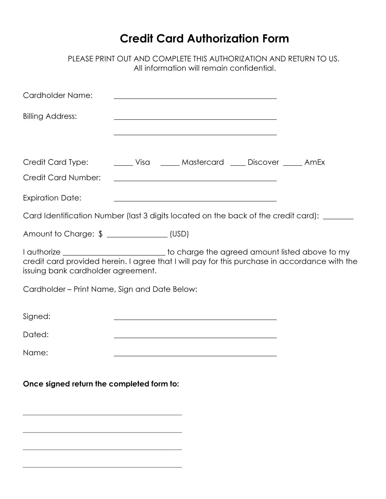 33+ Credit Card Authorization Form Template Download (Pdf, Word) In Authorization To Charge Credit Card Template