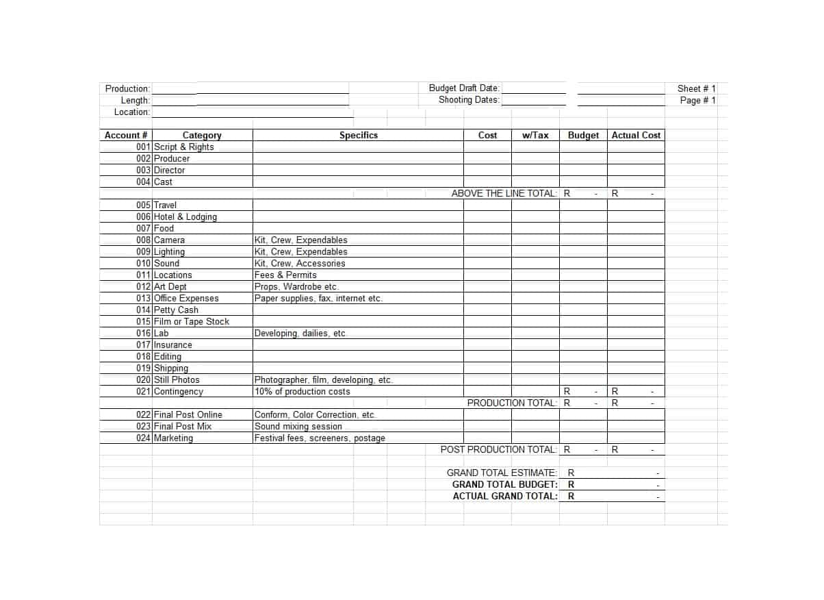 33 Free Film Budget Templates (Excel, Word) ᐅ Template Lab With Film Call Sheet Template Word