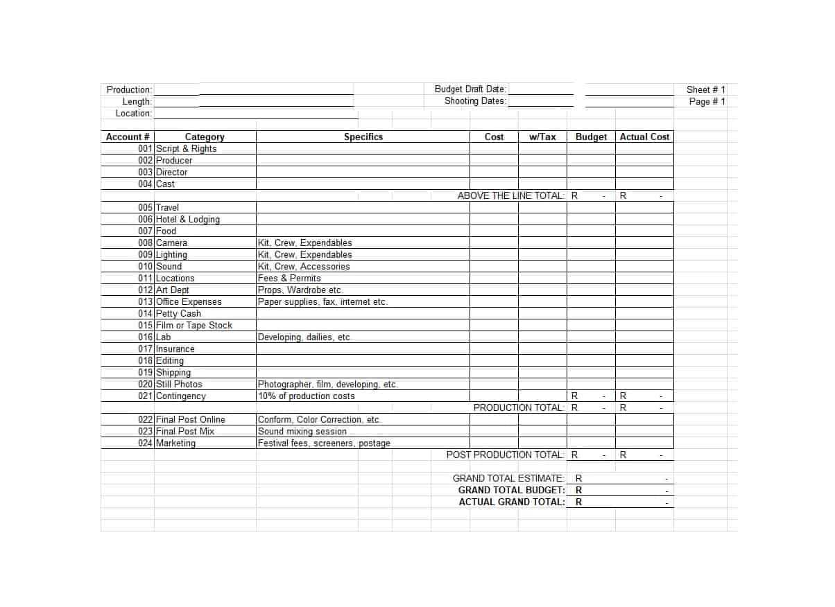 33 Free Film Budget Templates (Excel, Word) ᐅ Template Lab With Film Call Sheet Template Word