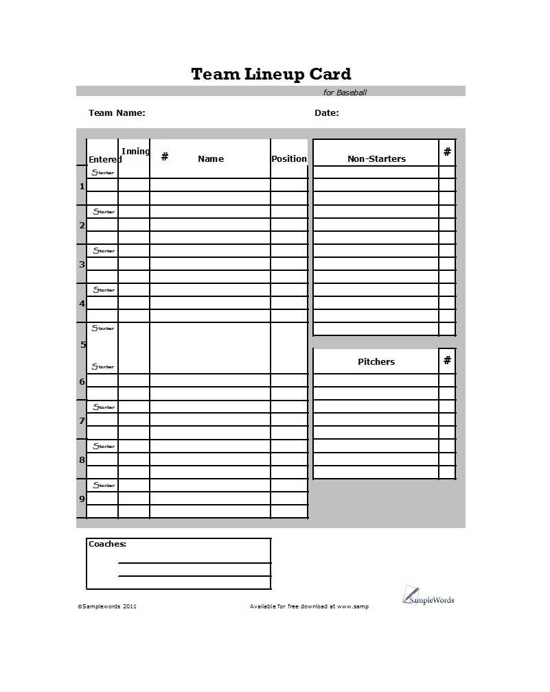 33 Printable Baseball Lineup Templates [Free Download] ᐅ Pertaining To Baseball Lineup Card Template