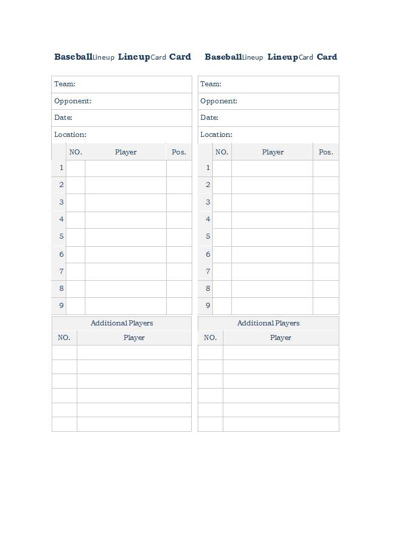 33 Printable Baseball Lineup Templates [Free Download] ᐅ Within Free Baseball Lineup Card Template