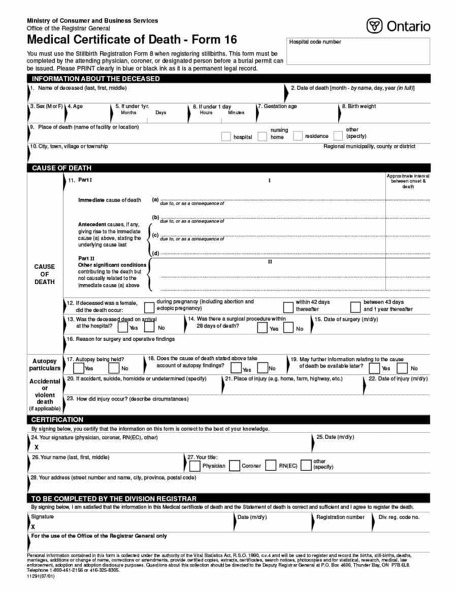 37 Blank Death Certificate Templates [100% Free] ᐅ Template Lab In Fake Death Certificate Template