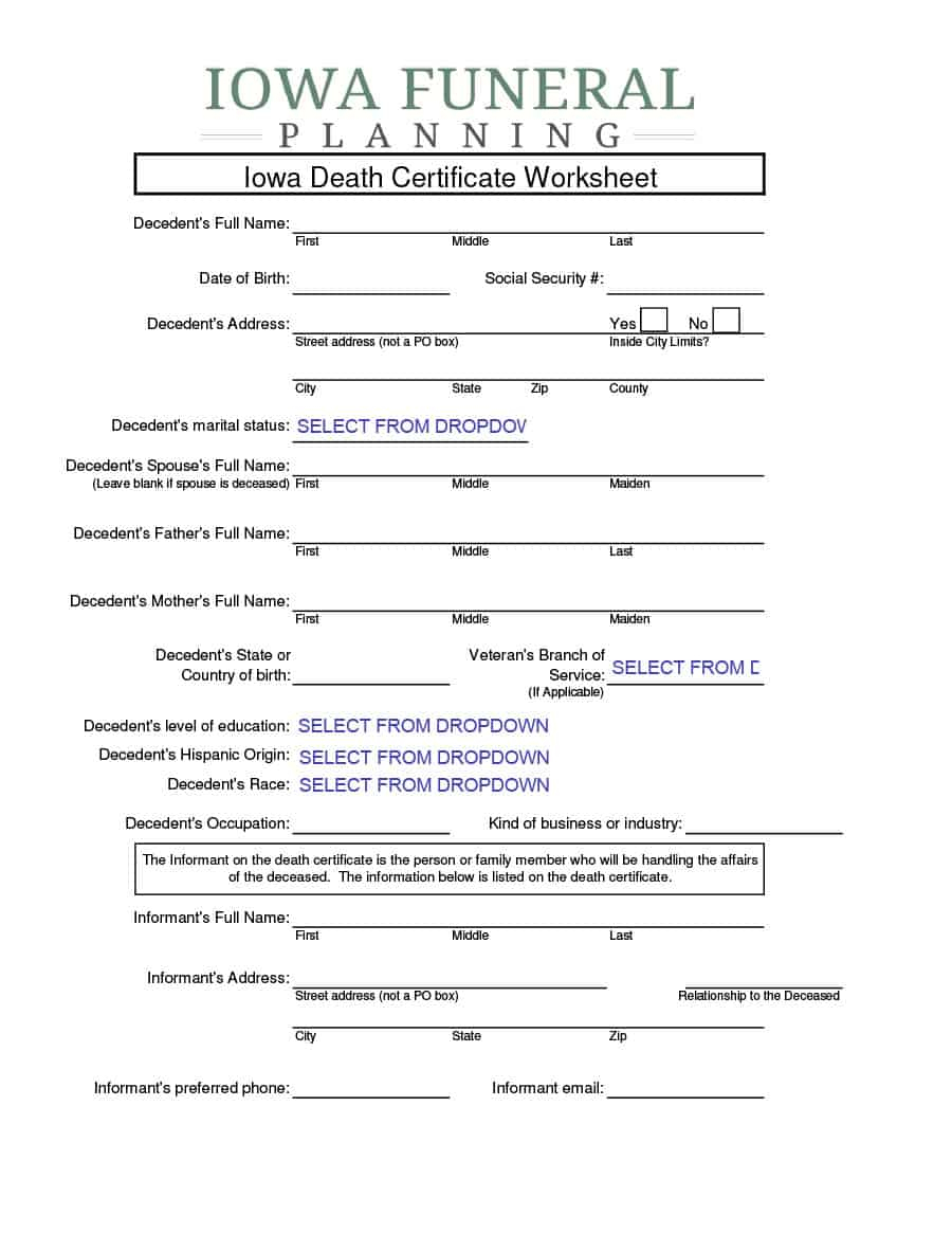 37 Blank Death Certificate Templates [100% Free] ᐅ Template Lab Regarding Fake Death Certificate Template