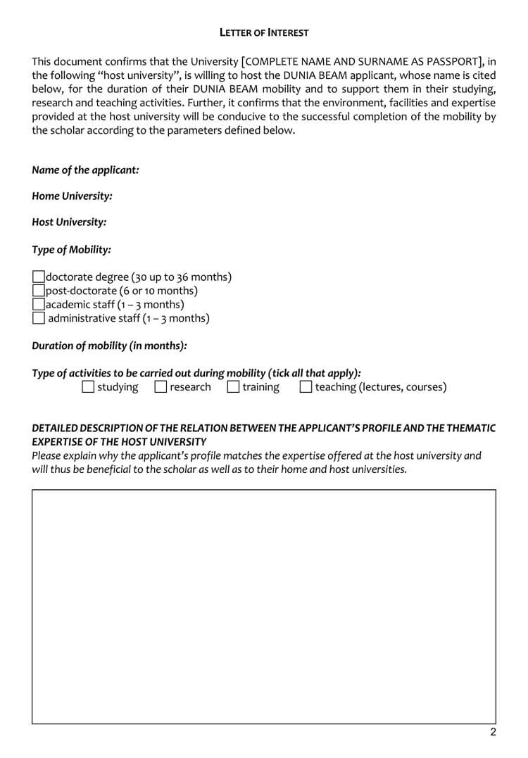 38+ Letter Of Interest Samples & Examples (Writing Guidelines) Inside Letter Of Interest Template Microsoft Word