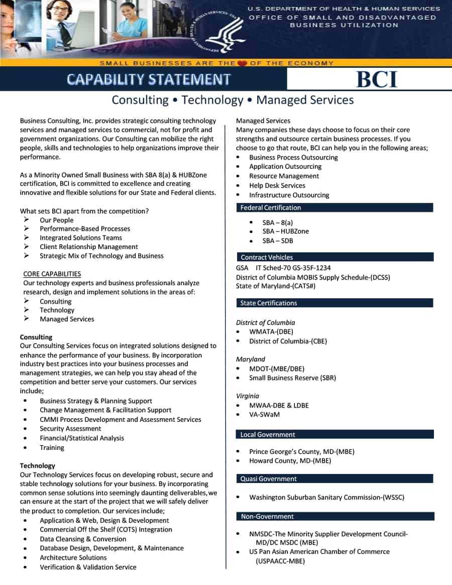 39 Effective Capability Statement Templates (+ Examples) ᐅ For Capability Statement Template Word