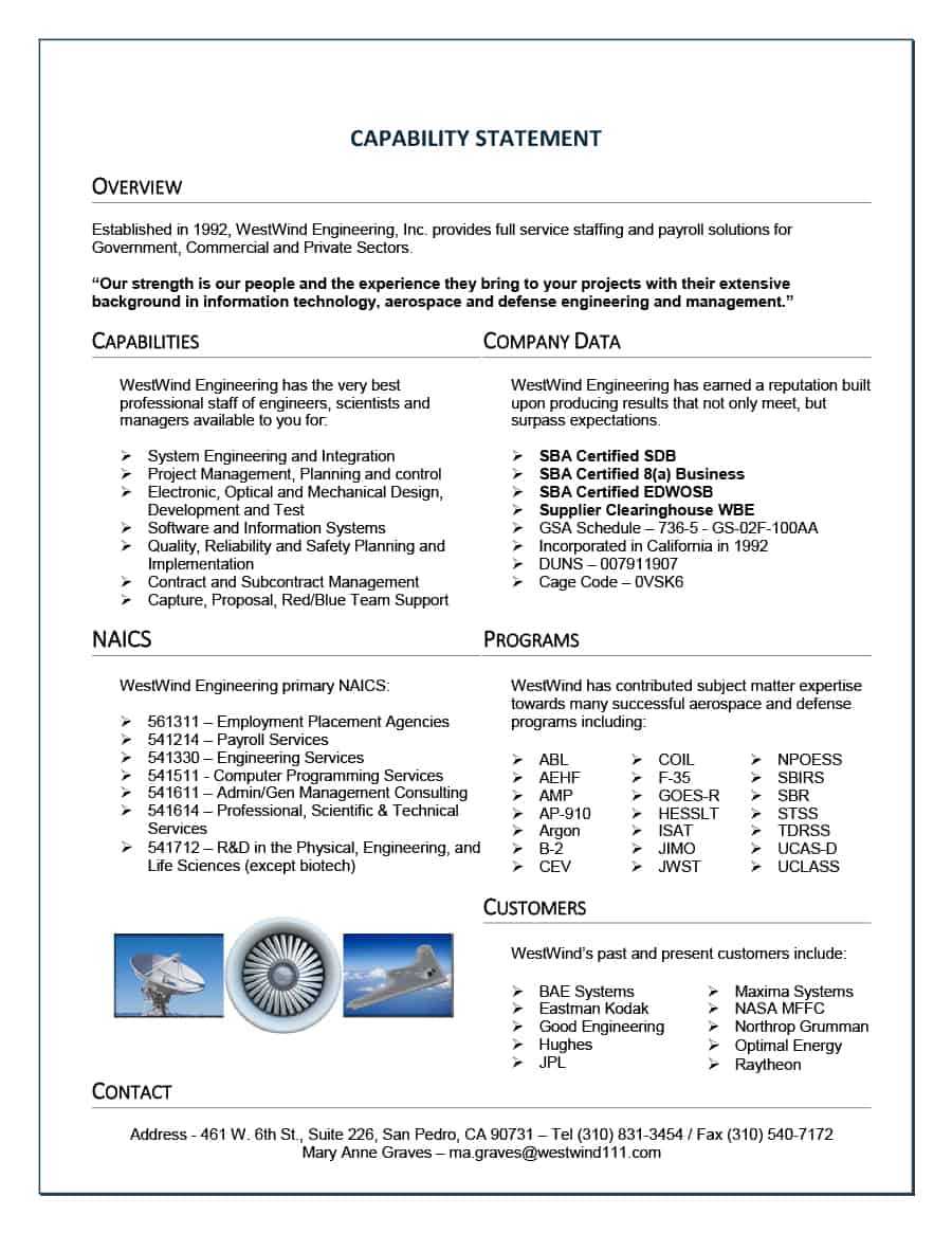 39 Effective Capability Statement Templates (+ Examples) ᐅ Inside Capability Statement Template Word