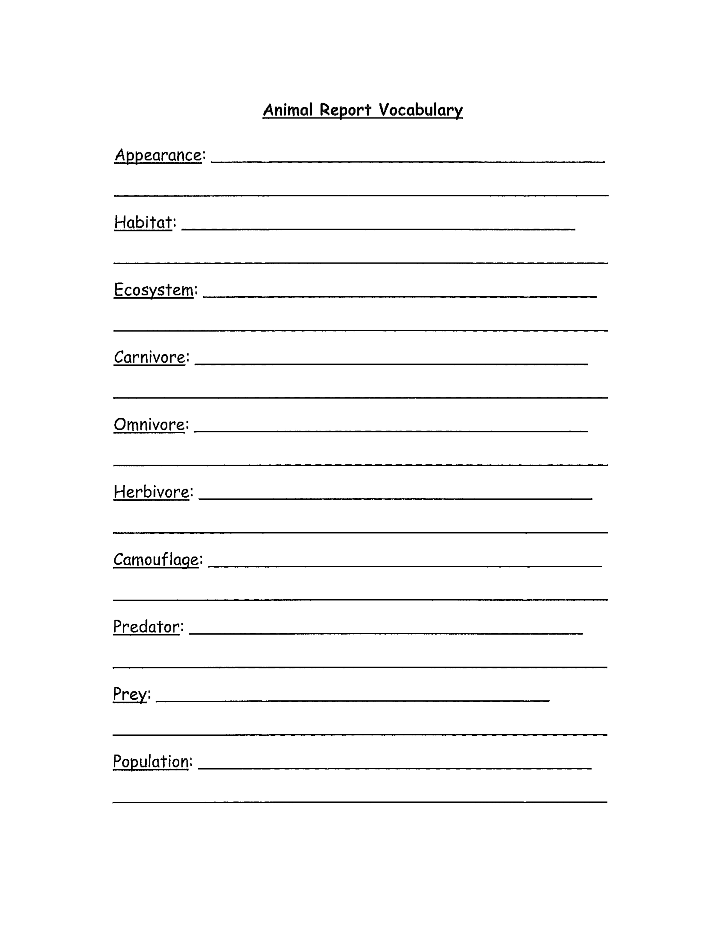 3Rd Grade Animal Report Template Free Download In Animal Report Template