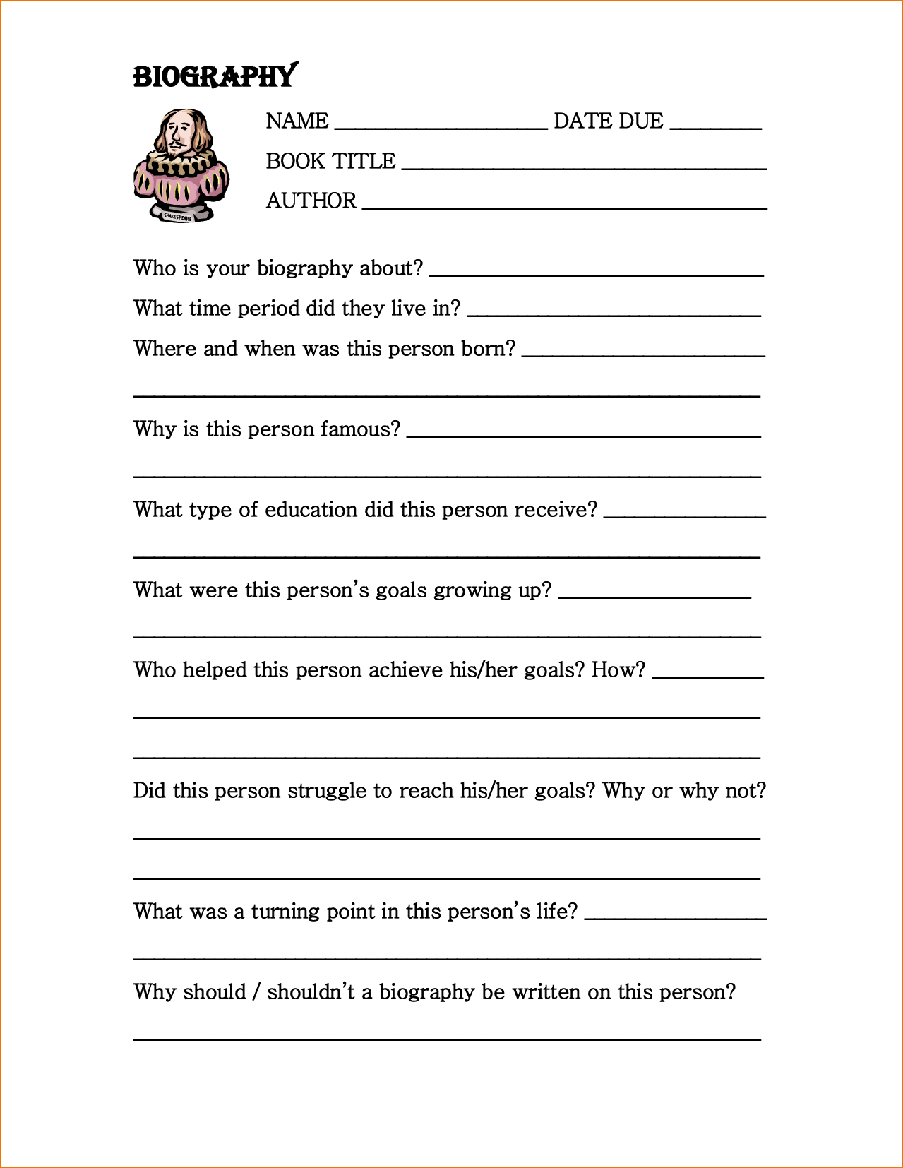 4+ Biography Report Template | Teknoswitch Throughout Biography Book Report Template