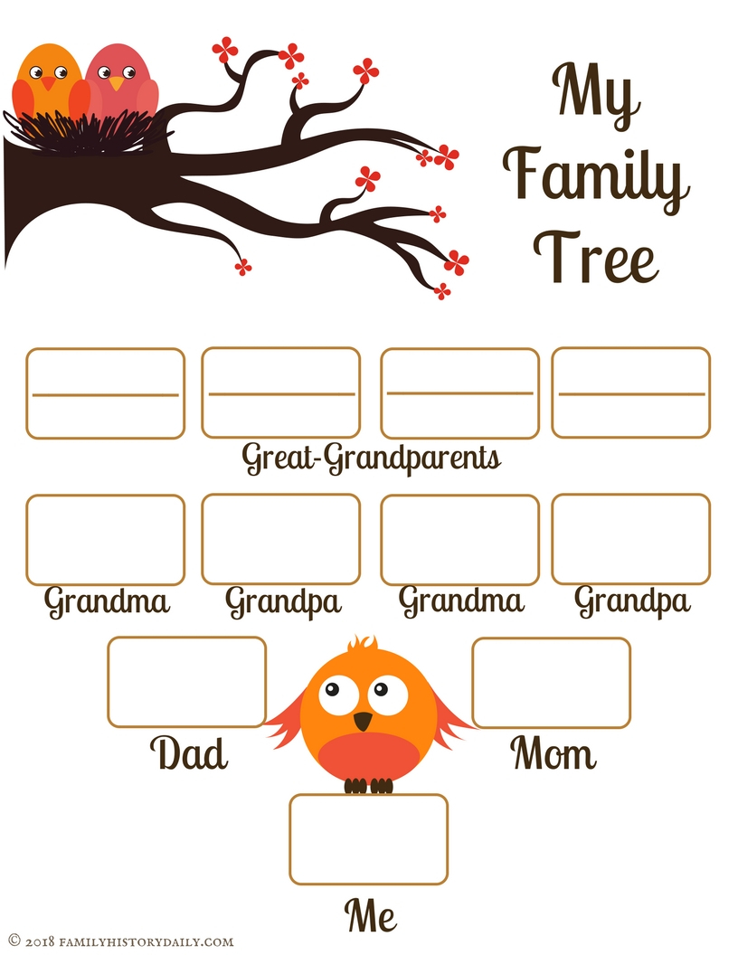 4 Free Family Tree Templates For Genealogy, Craft Or School Within Fill In The Blank Family Tree Template