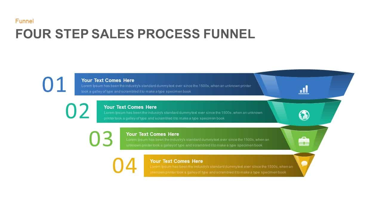 4 Step Sales Funnel Powerpoint Template And Keynote Slide Within Sales Funnel Report Template