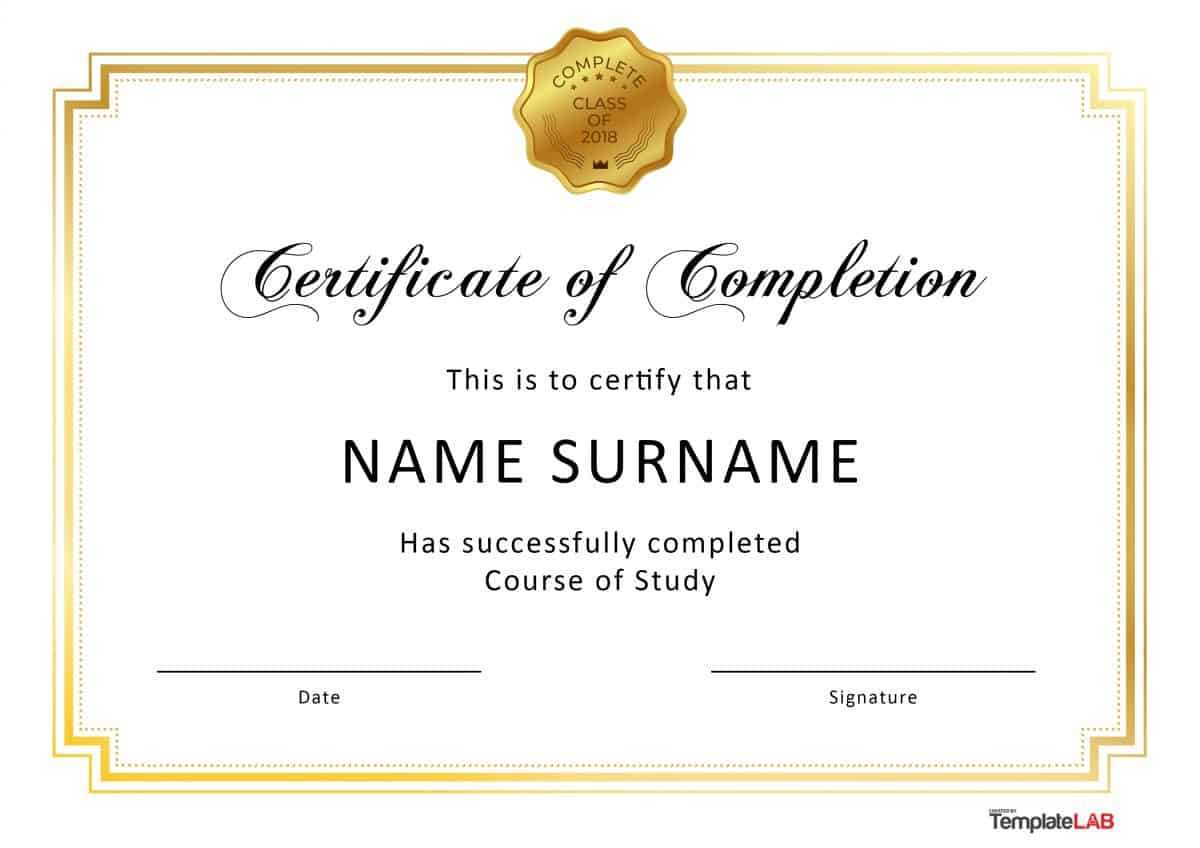 40 Fantastic Certificate Of Completion Templates [Word For Word Certificate Of Achievement Template