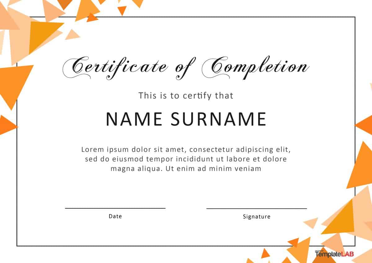 40 Fantastic Certificate Of Completion Templates [Word Throughout Certificate Of Completion Template Free Printable