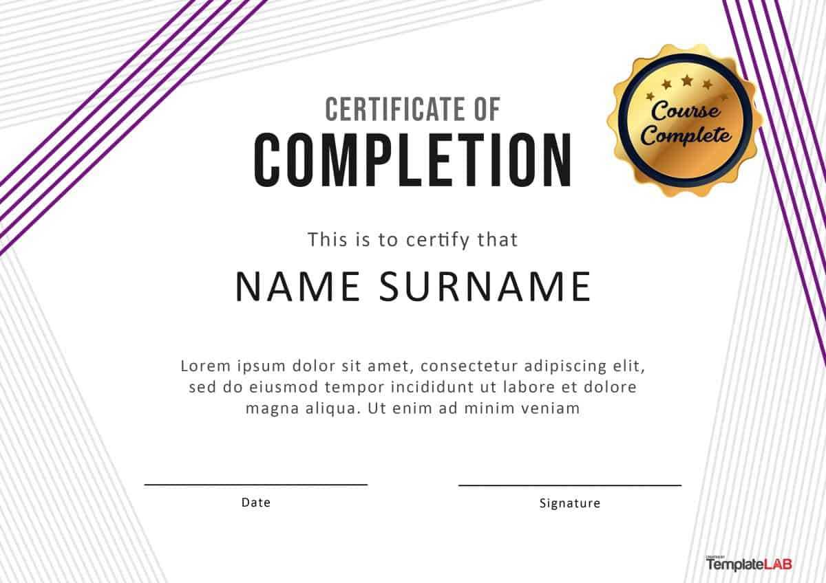 40 Fantastic Certificate Of Completion Templates [Word With Free Training Completion Certificate Templates