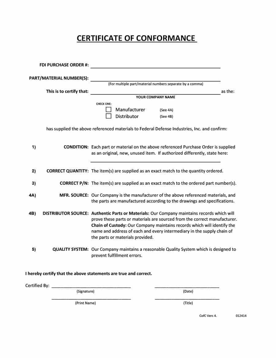 40 Free Certificate Of Conformance Templates & Forms ᐅ Pertaining To Certificate Of Manufacture Template