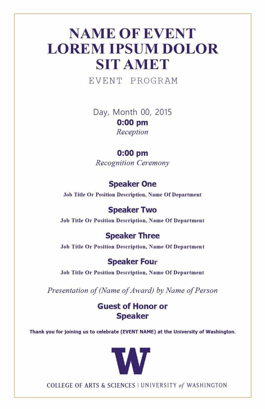 40+ Free Event Program Templates / Designs – Template Archive Within Free Event Program Templates Word