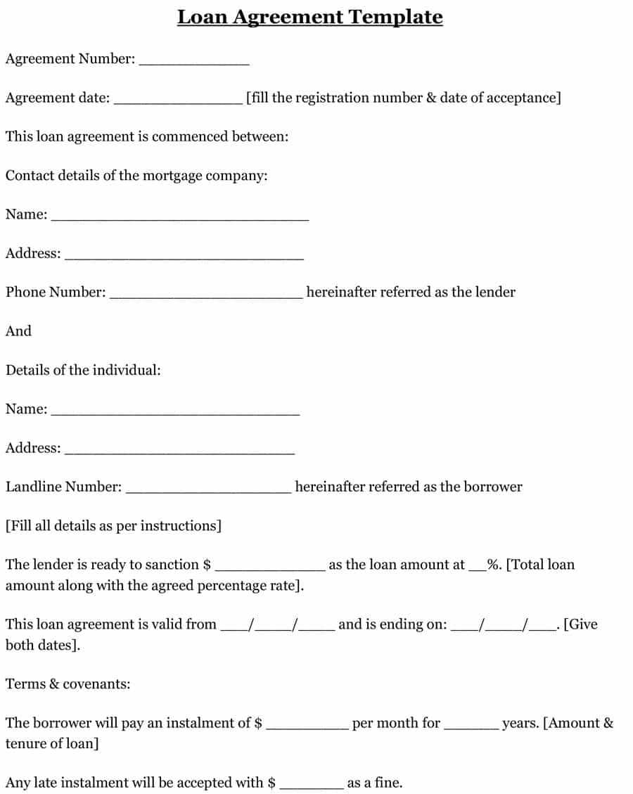 40+ Free Loan Agreement Templates [Word & Pdf] ᐅ Template Lab In Blank Loan Agreement Template