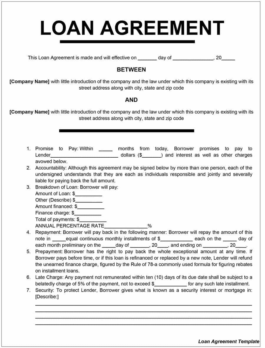 40+ Free Loan Agreement Templates [Word & Pdf] ᐅ Template Lab Inside Blank Loan Agreement Template