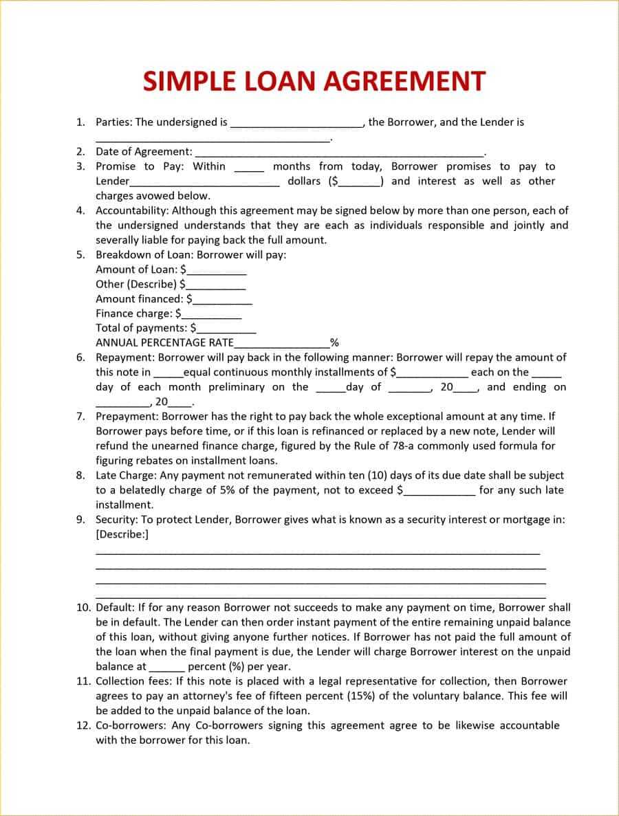 40+ Free Loan Agreement Templates [Word & Pdf] ᐅ Template Lab With Regard To Blank Loan Agreement Template