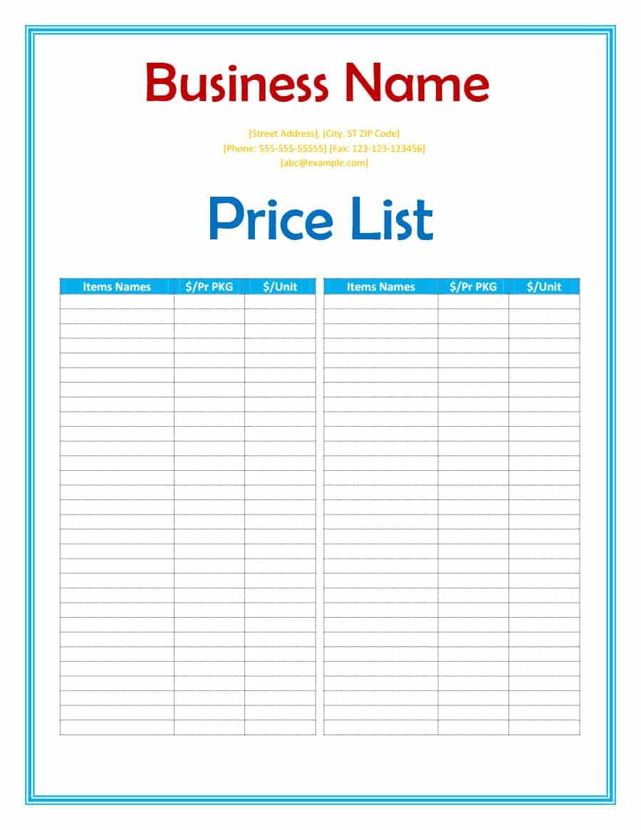 40 Free Price List Templates (Price Sheet Templates) ᐅ Pertaining To Rate Card Template Word