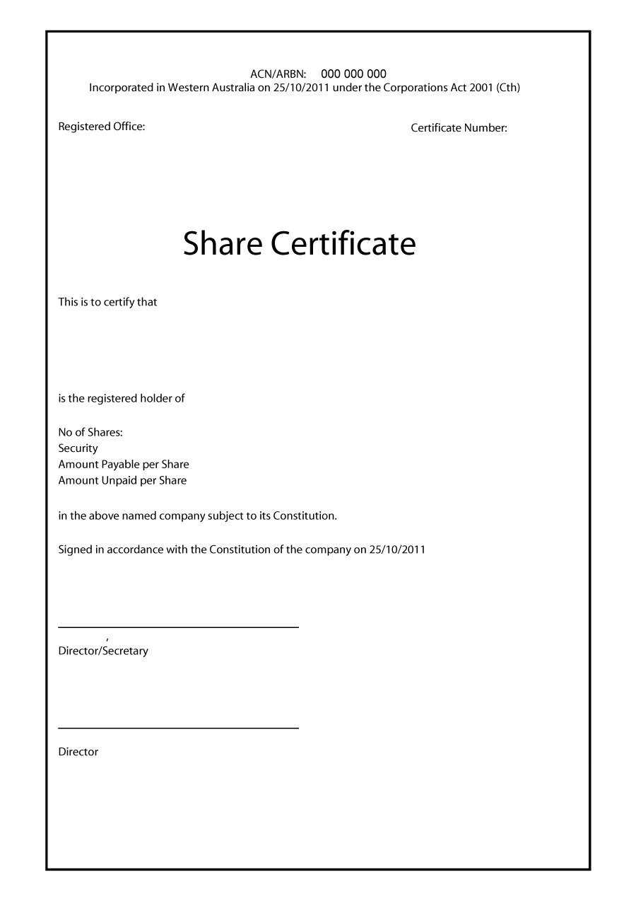 40+ Free Stock Certificate Templates (Word, Pdf) ᐅ Template Lab For Blank Share Certificate Template Free