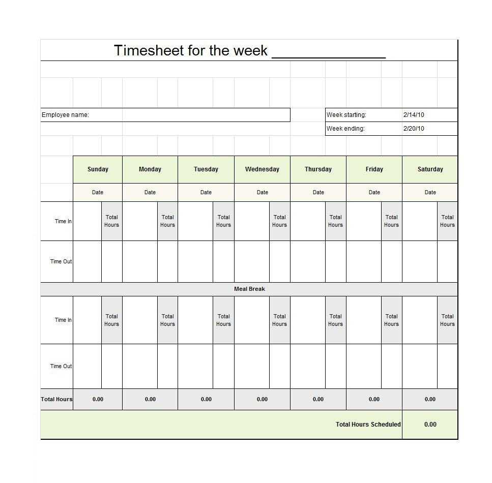 40 Free Timesheet Templates [In Excel] ᐅ Template Lab Within Weekly Time Card Template Free