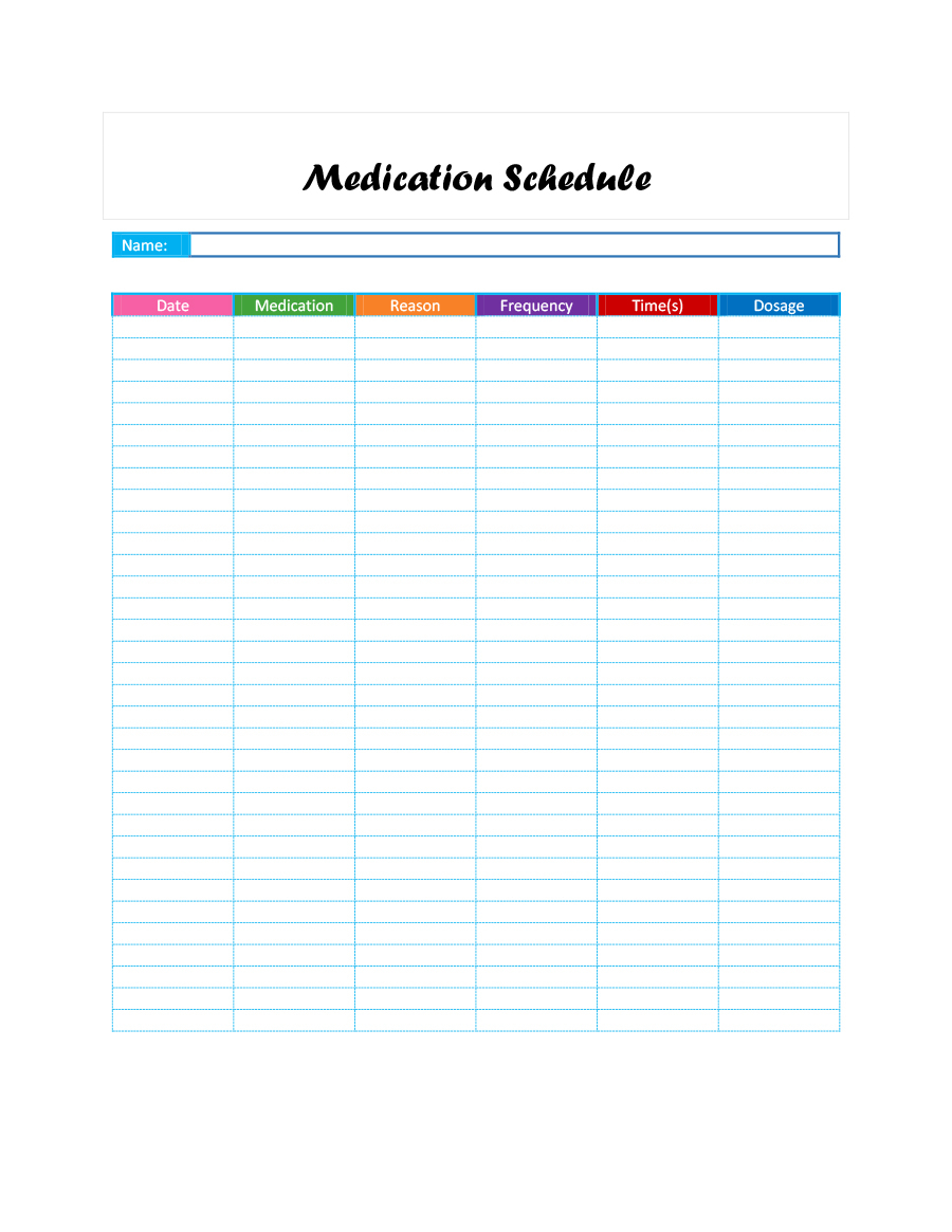 40 Great Medication Schedule Templates (+Medication Calendars) Inside Med Card Template