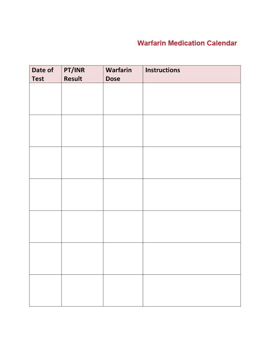 40 Great Medication Schedule Templates (+Medication Calendars) Pertaining To Blank Medication List Templates